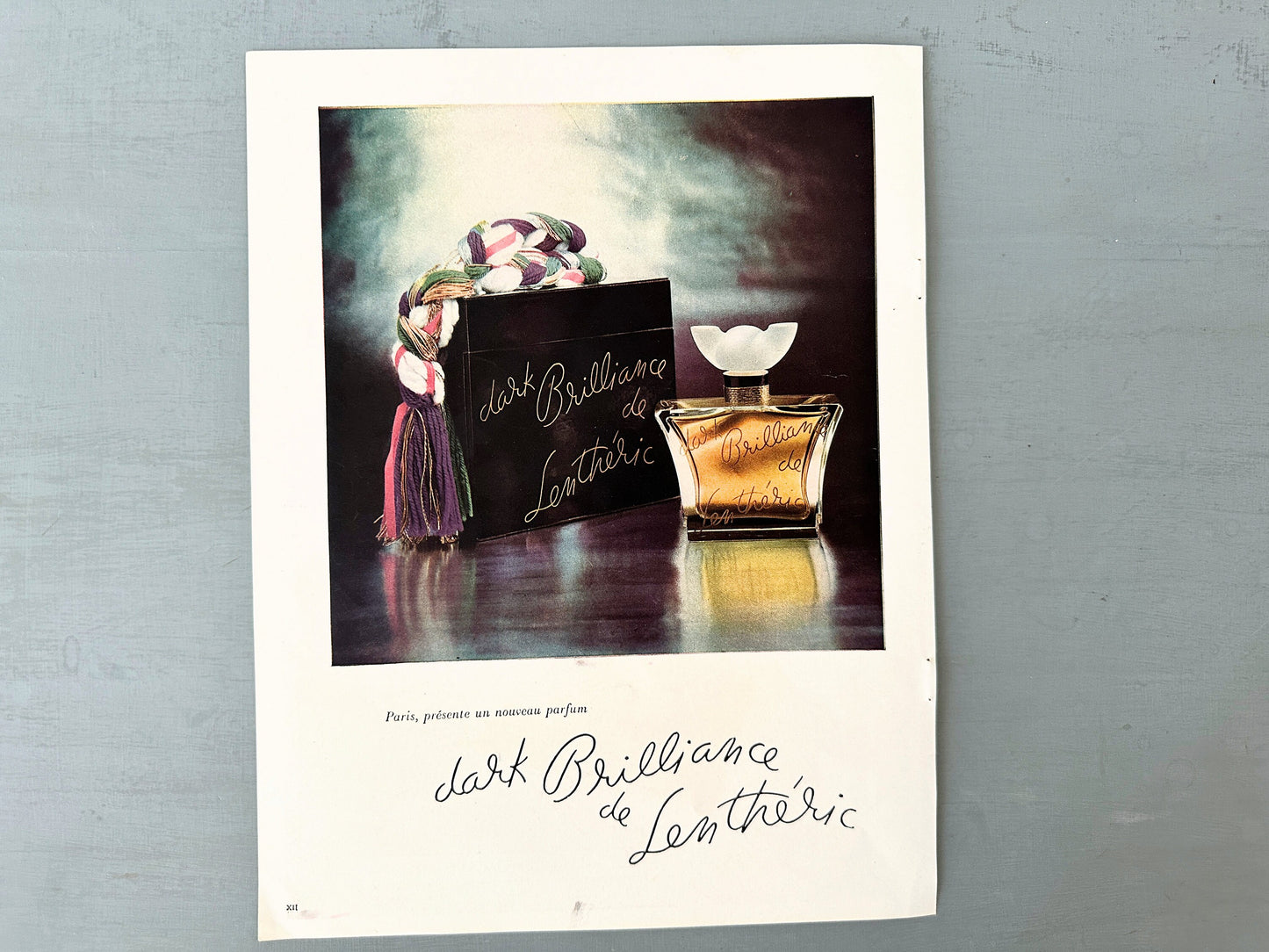 Authentic 1950s French Vintage Perfume Bottle Ad Print, Mid Century Paris Wall Art