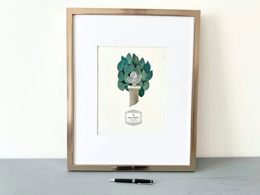 Original 1940s Boucheron Jewelry Ad Poster: Mid-Century Parisian Wall Art