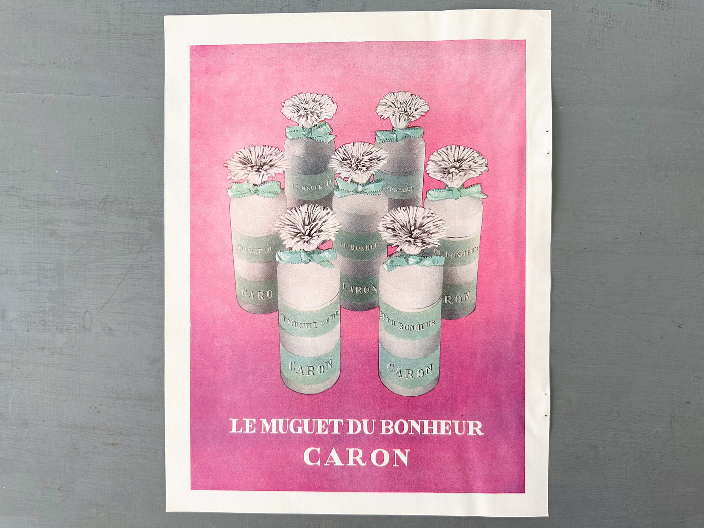 Authentic 1950s Vintage Caron Perfume Ad Print: Lily of the Valley Poster from French Magazine