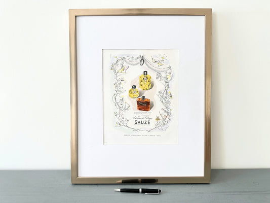 Vintage Sauze Perfume Advertisement Print: Francoise Estachy Lithograph
