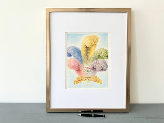 Authentic 1950s Vintage Lancome Perfume Ad Print: Original Mid-Century Modern Glam Wall Decor