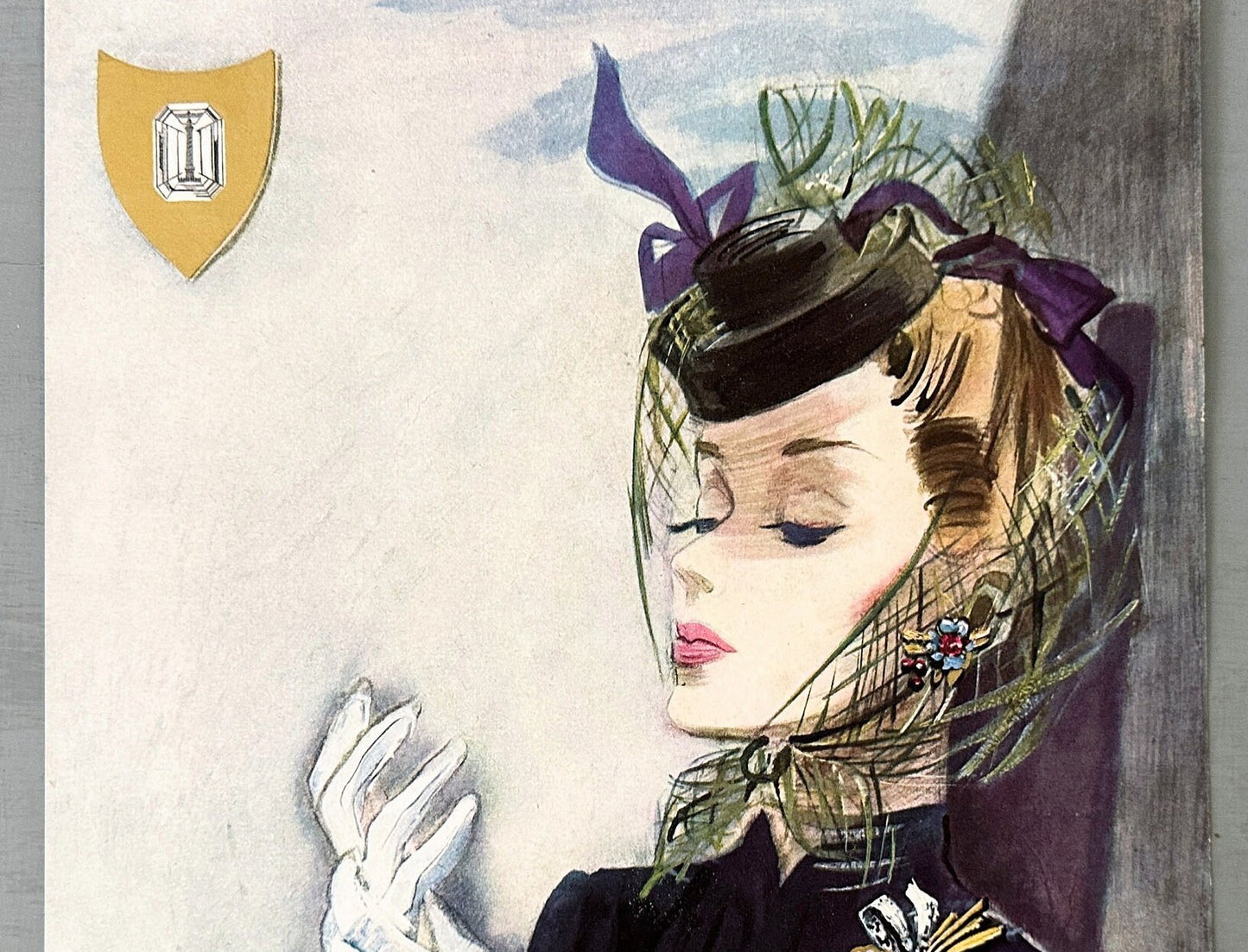 Authentic 1940s Vintage Boucheron Jewelry Ad Print: Signed Jacques Demachy, Paris Fashion