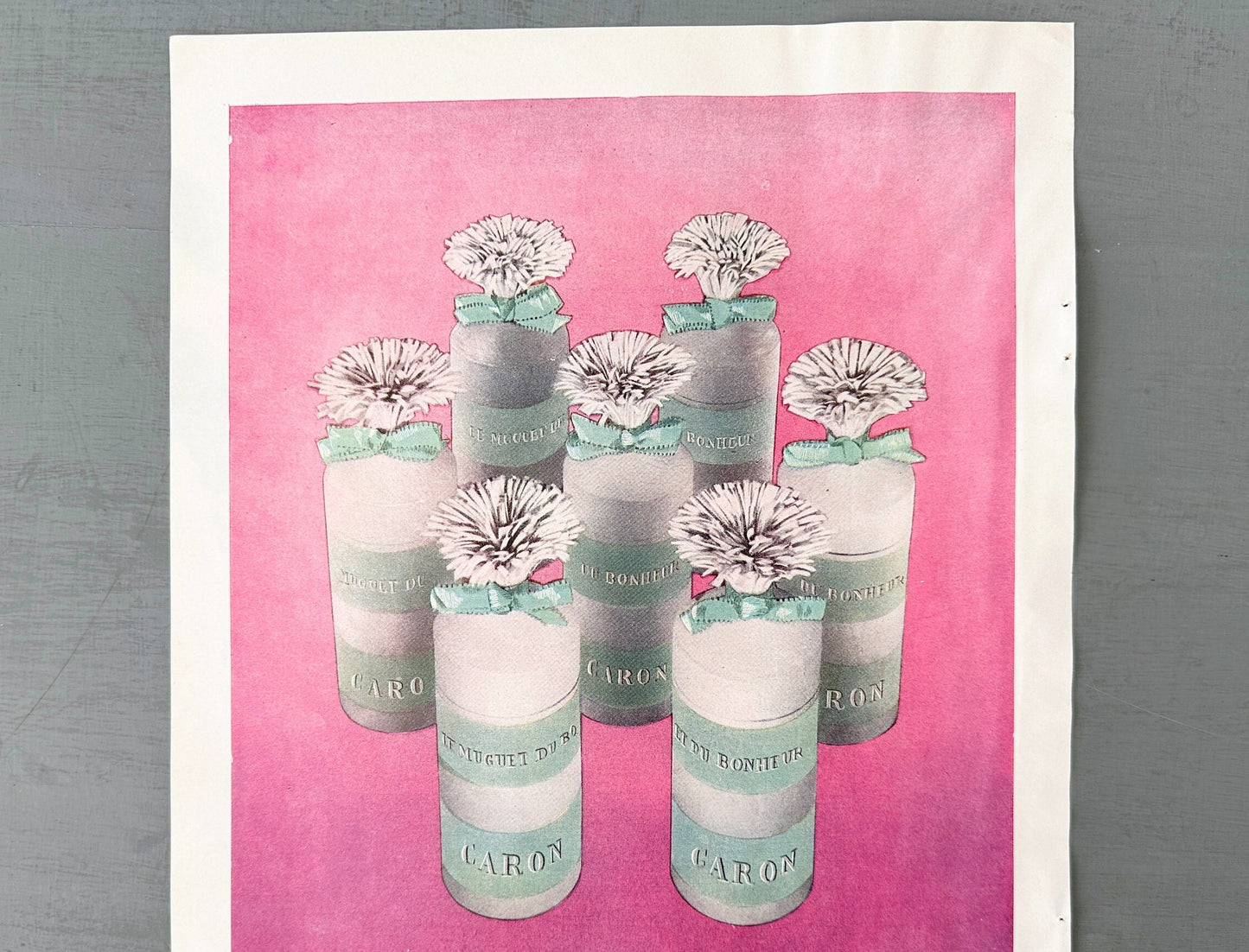 Authentic 1950s Vintage Caron Perfume Ad Print: Lily of the Valley Poster from French Magazine