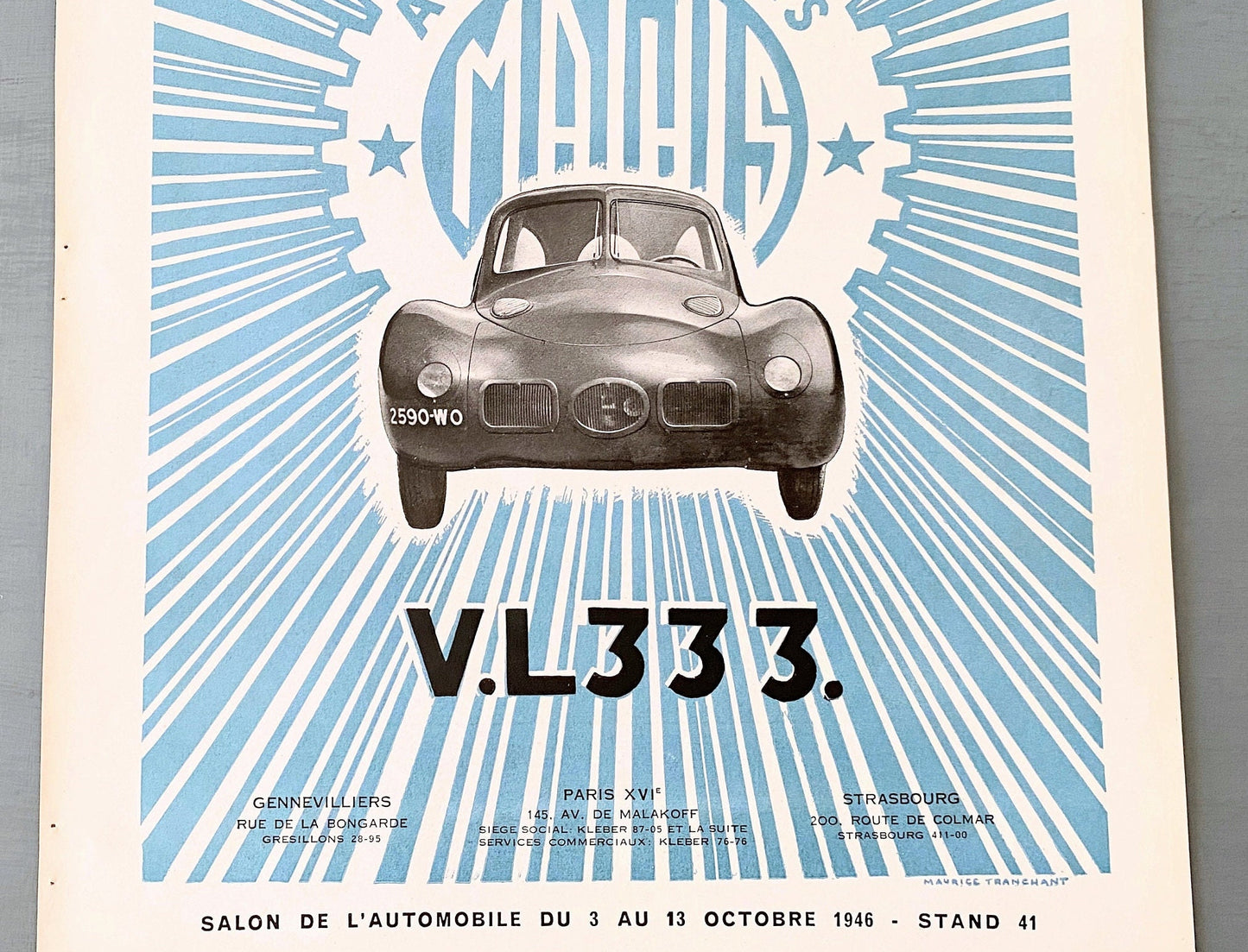 Authentic 1930s Vintage Mathis Car Ad Poster: French Automobile Art Deco Print
