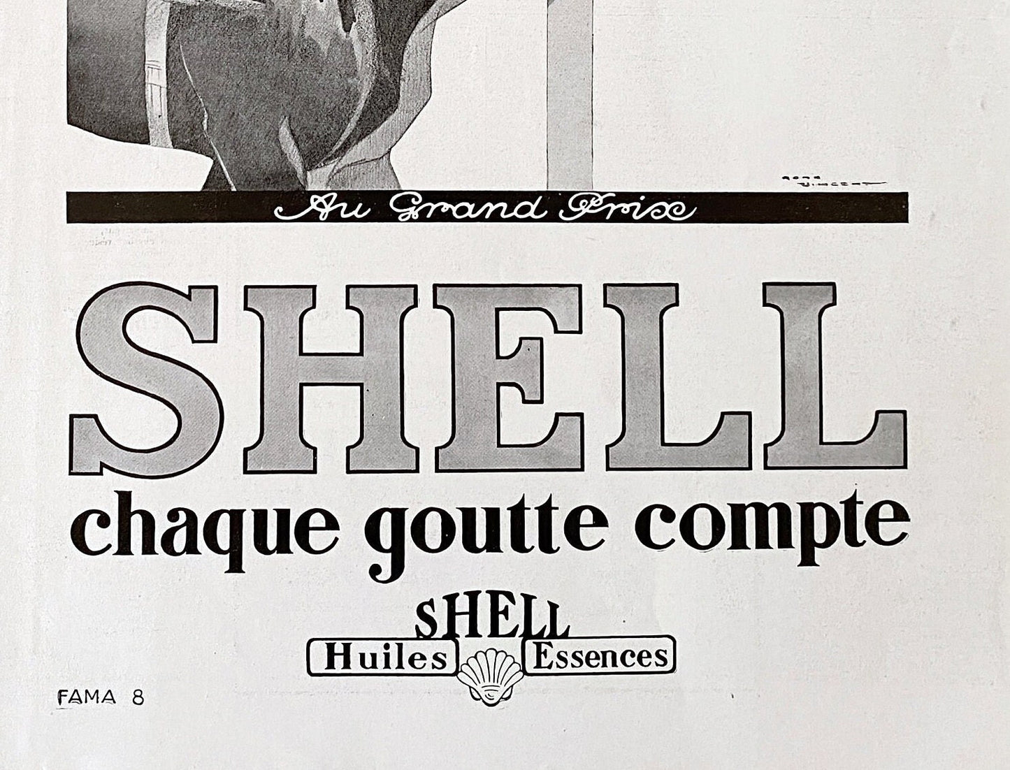 Original Vintage Shell Oil Horse Racing Print: 1930s Magazine Ad by Rene Vincent