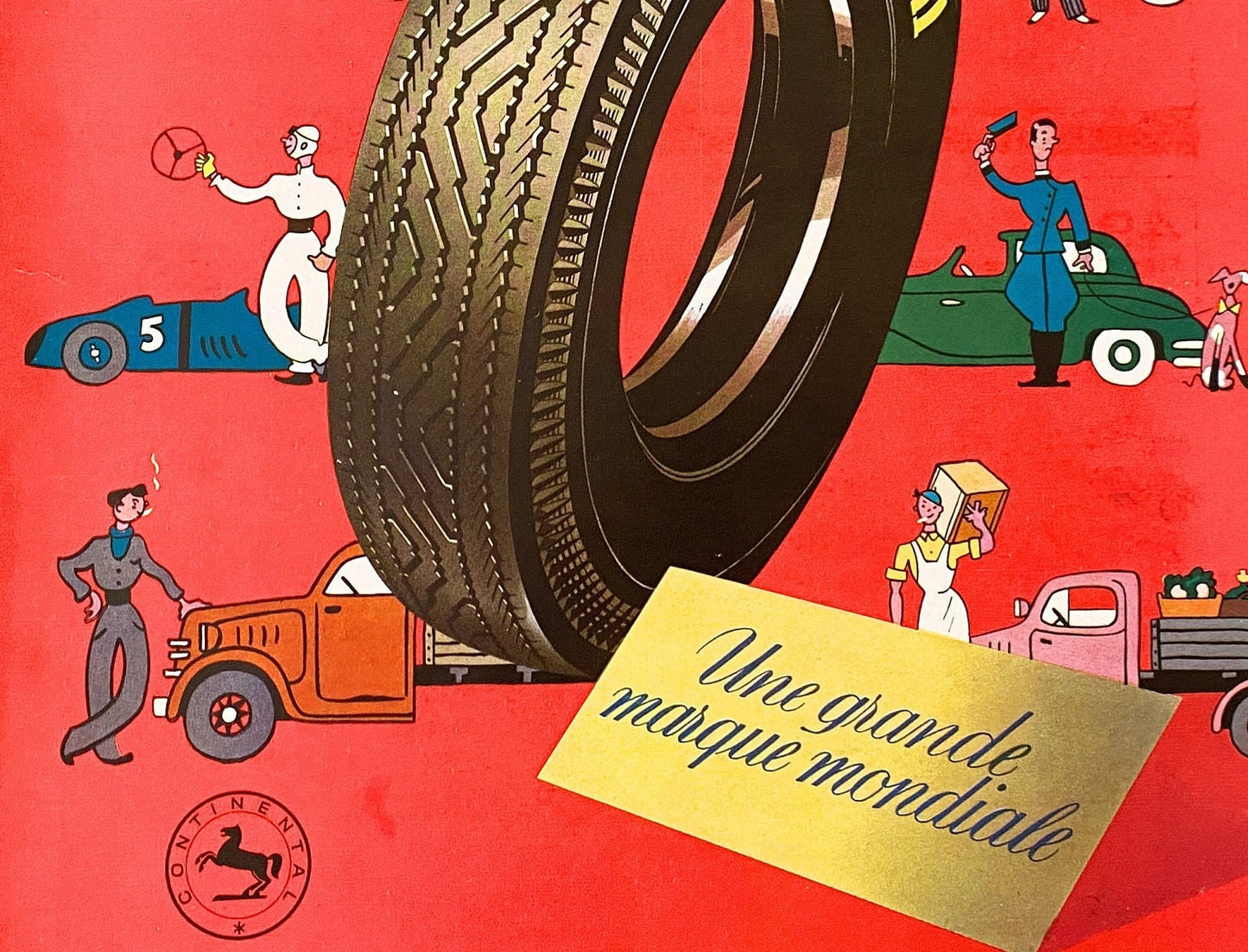 French Vintage Continental Tires Poster: Mid-Century Modern Automotive Art