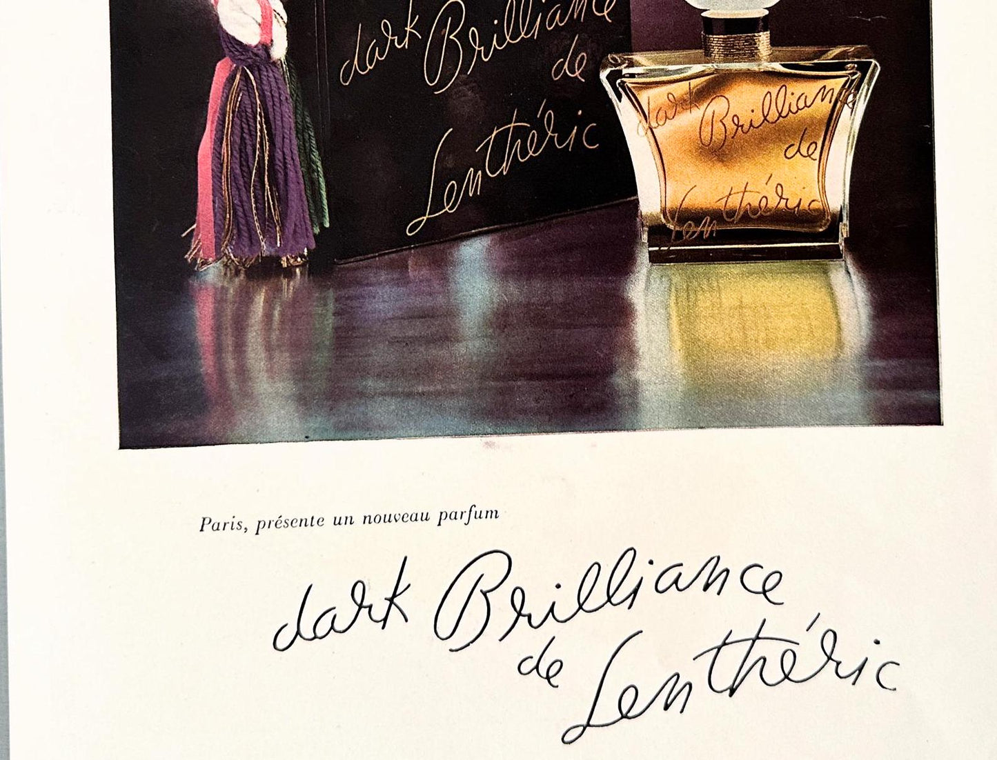 Authentic 1950s French Vintage Perfume Bottle Ad Print, Mid Century Paris Wall Art