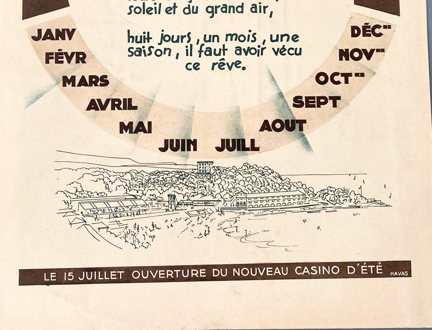 Original 1930s Vintage Cote dAzur Monaco Monte Carlo Tourism Advertisement Poster