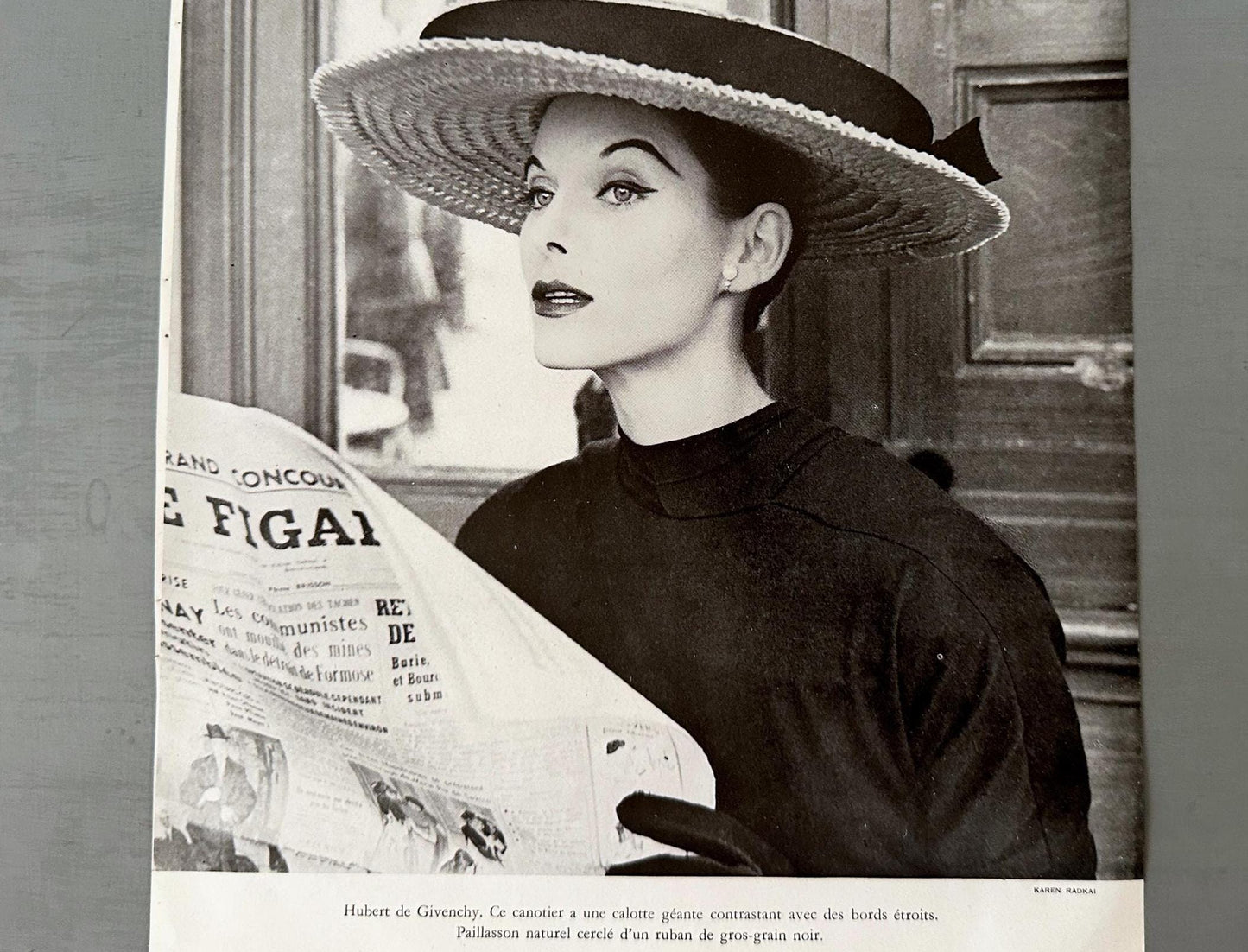 Vintage Vogue Fashion Print: Paris Woman in Givenchy Hat