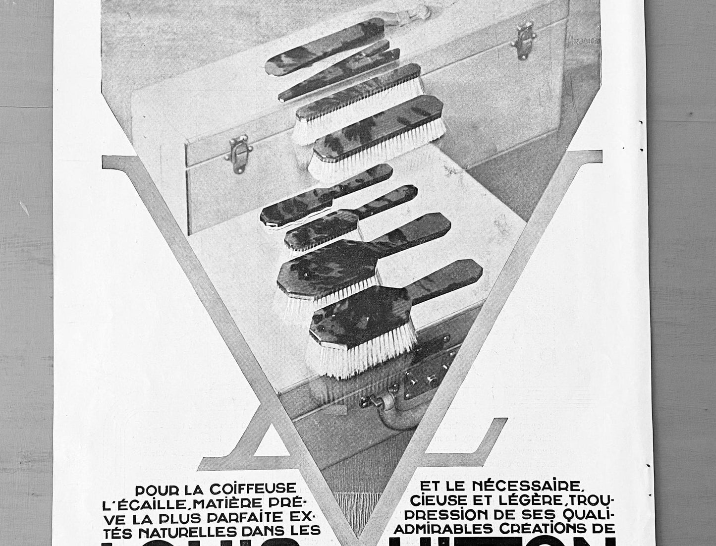 Authentic 1930s Vintage Louis Vuitton Luggage & Monogram Advertising Poster:  Original Art Deco Print