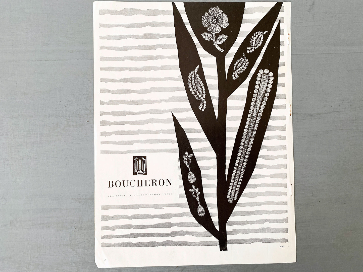 Authentic 1950s Vintage Boucheron Jewelry Ad Print: Paris Fashion Wall Art