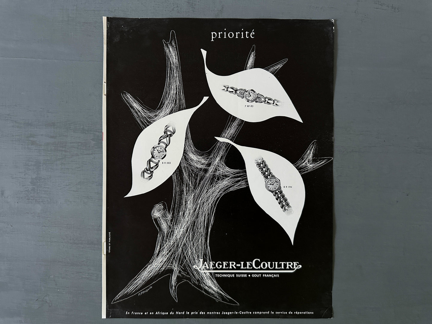 Authentic 1950s Vintage Jaeger Lecoultre Ad Poster: Swiss Watch Print, Horology Wall Art