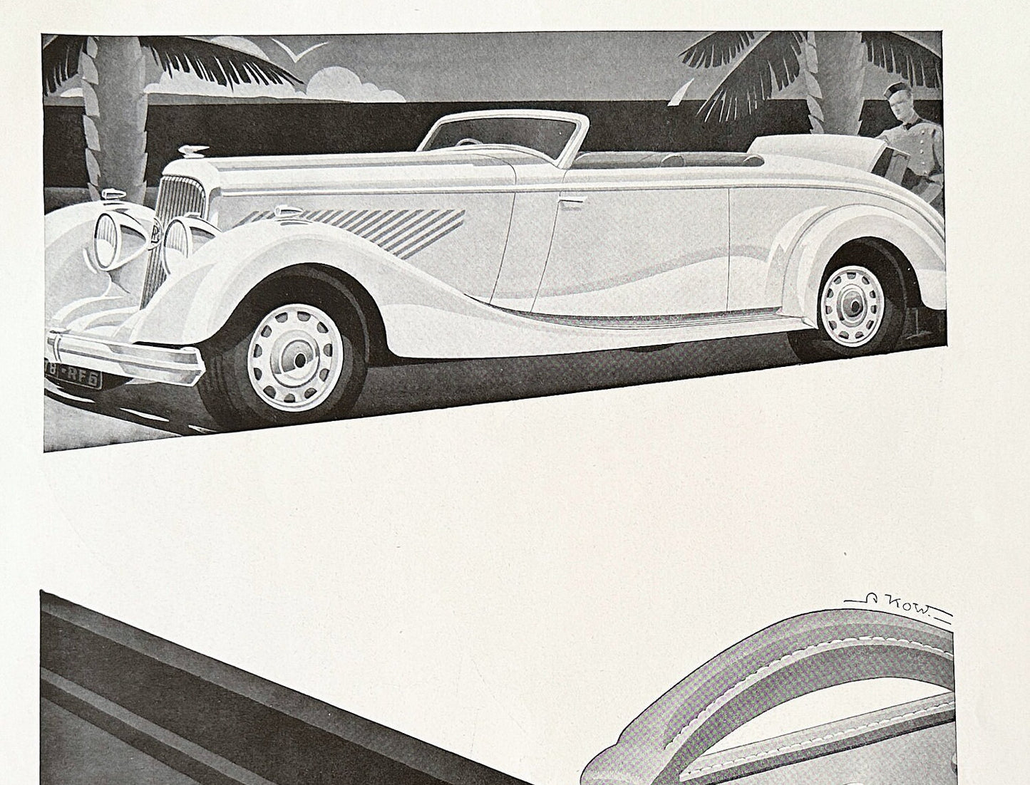 Authentic 1930s Vintage Panhard Car Ad: French Supercar Drawing, Garage Wall Art