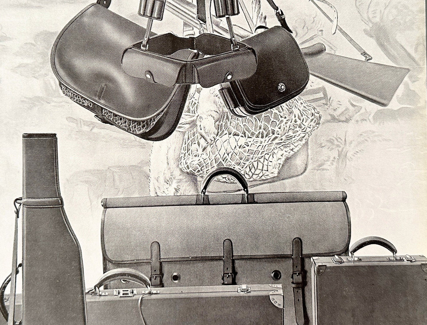 Authentic 1950s French Vintage Hermes Advertisement Poster: Original Travel and Hunting Bag Fashion Print