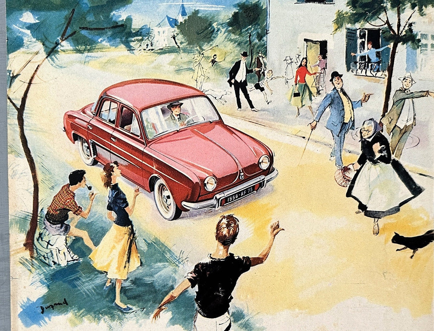 Original 1950s Vintage Renault Advertisement Print: French Car Wall Art Poster
