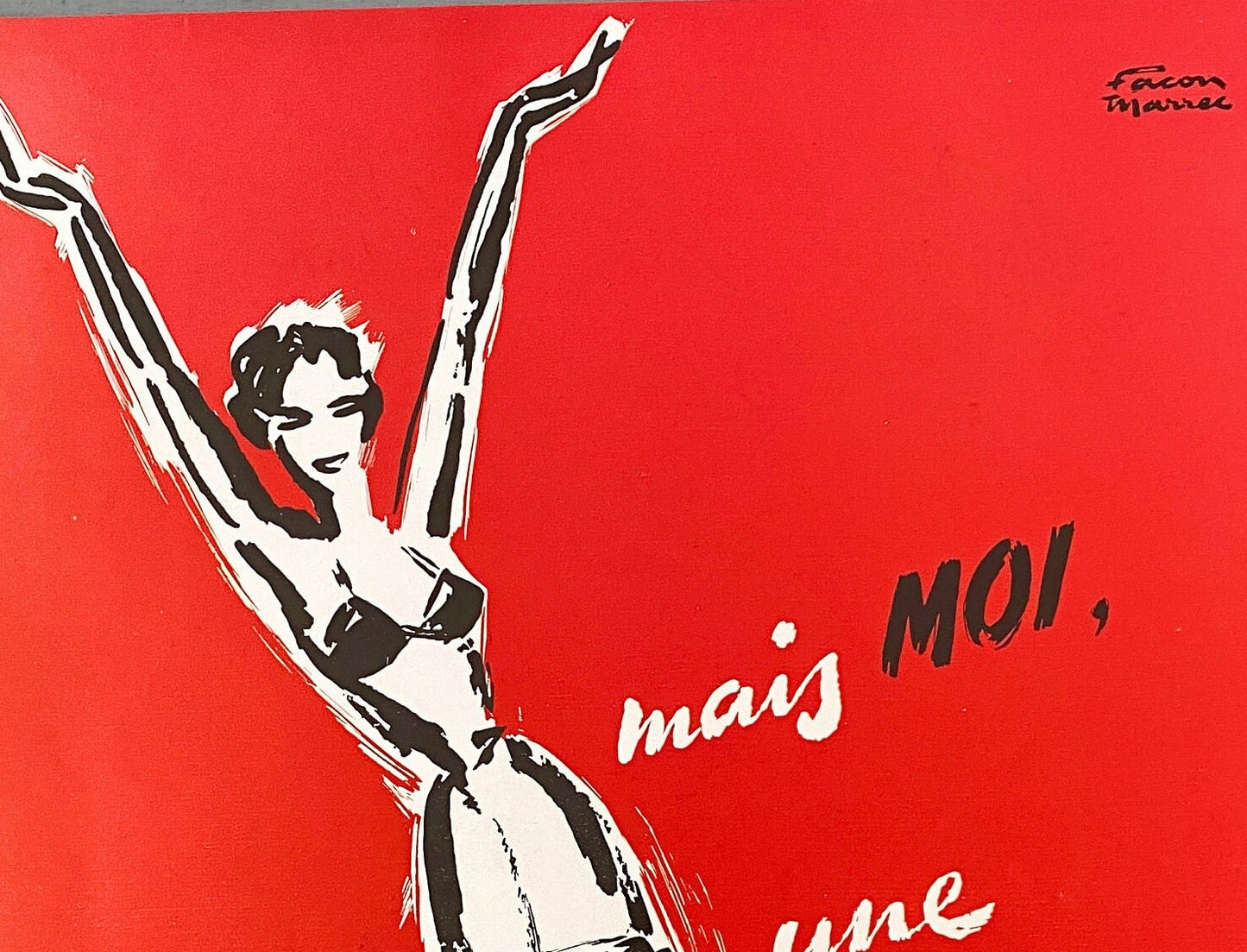 Authentic 1950s French Vintage Woman Lingerie Ad Print - Maximalist Style Wall Art Poster