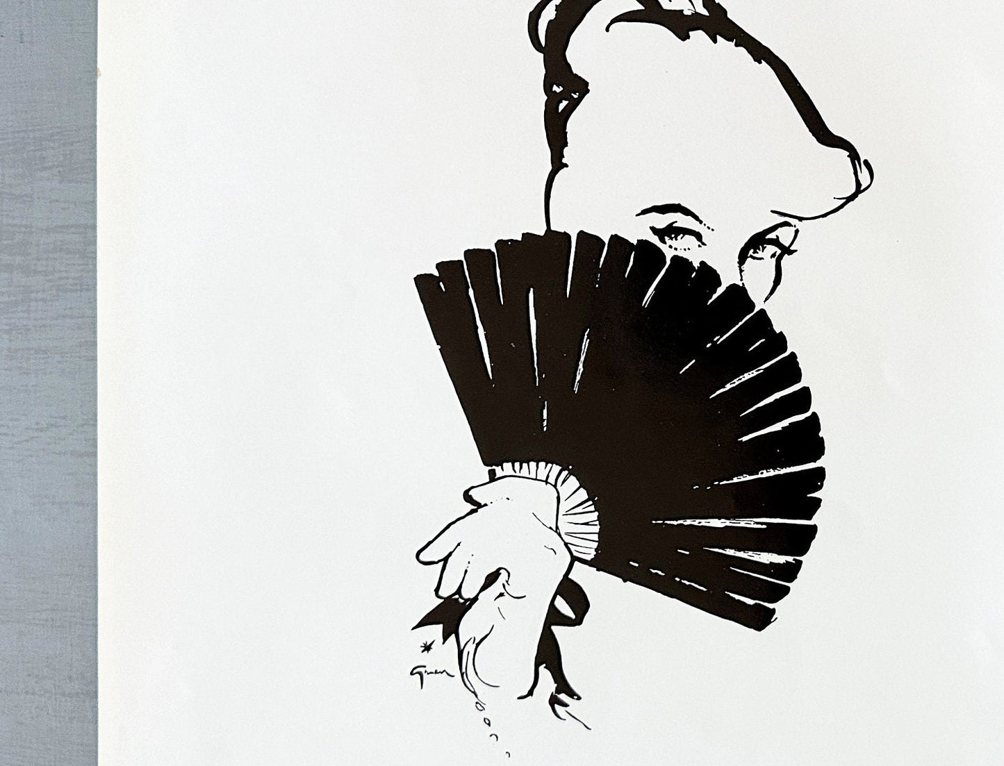 Original 1950s Vintage Balmain Perfume Ad Print: Rene Gruau Mid-Century Modern Illustration