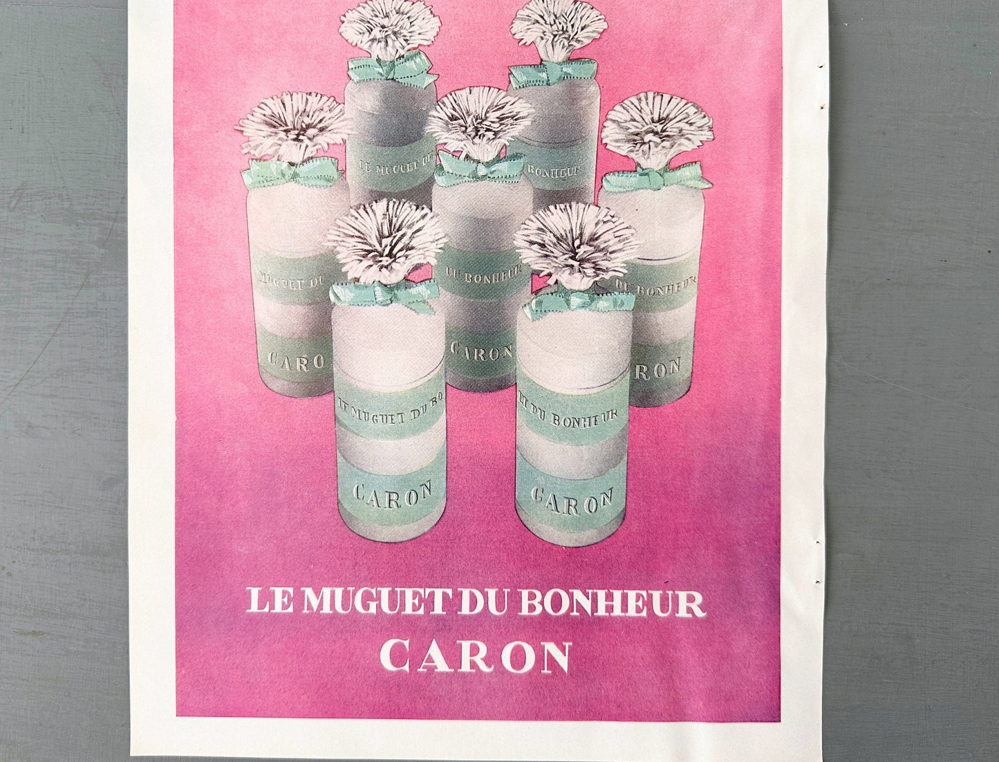 Authentic 1950s Vintage Caron Perfume Ad Print: Lily of the Valley Poster from French Magazine