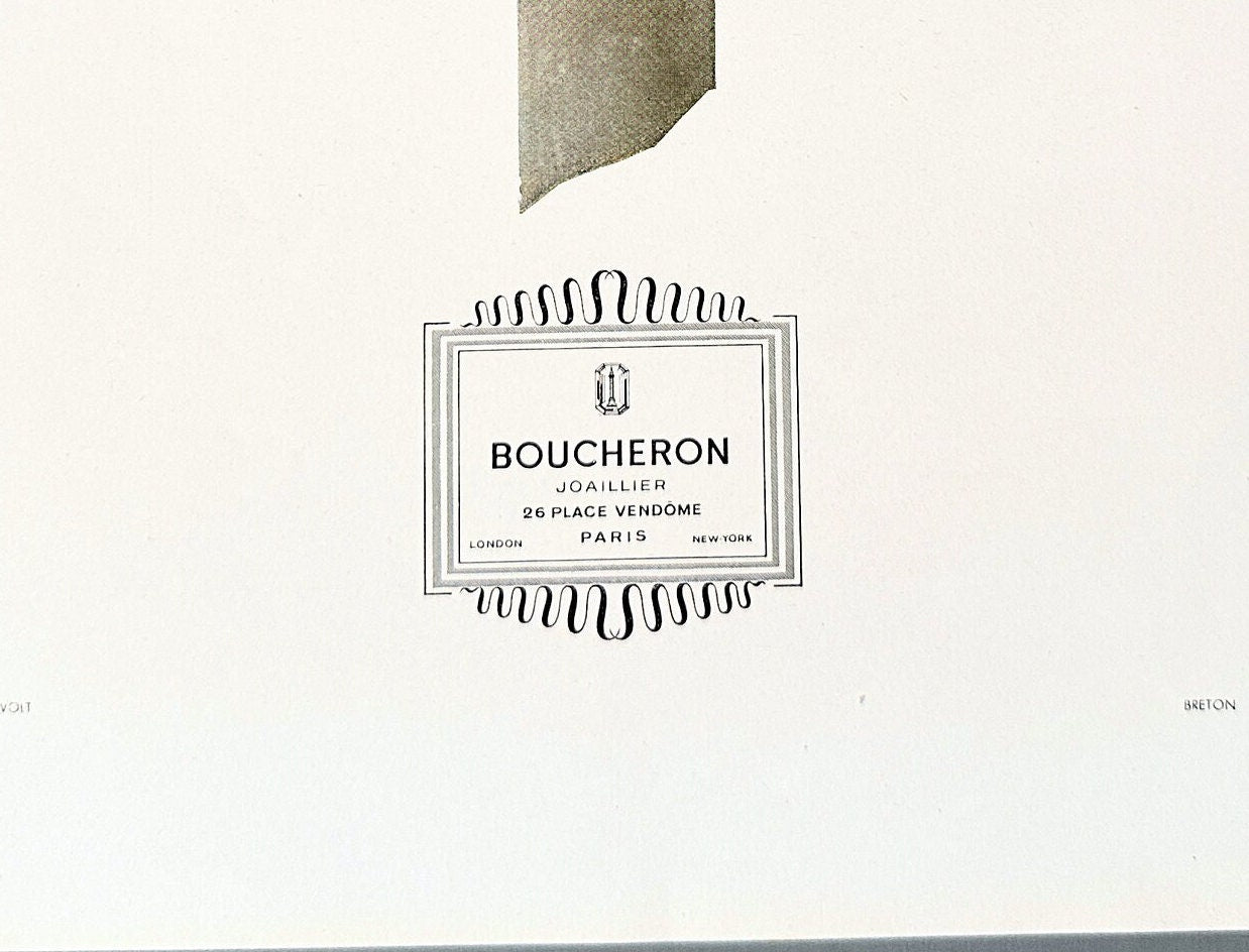 Original 1940s Boucheron Jewelry Ad Poster: Mid-Century Parisian Wall Art