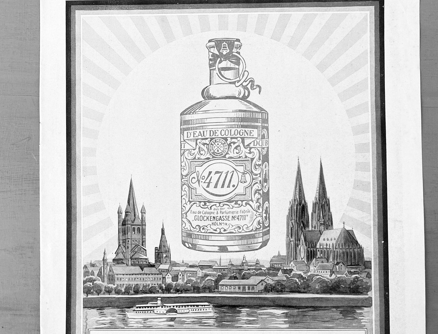 Original 1930s Vintage 4711 Cologne Advertisement Print: Retro Bathroom Wall Art