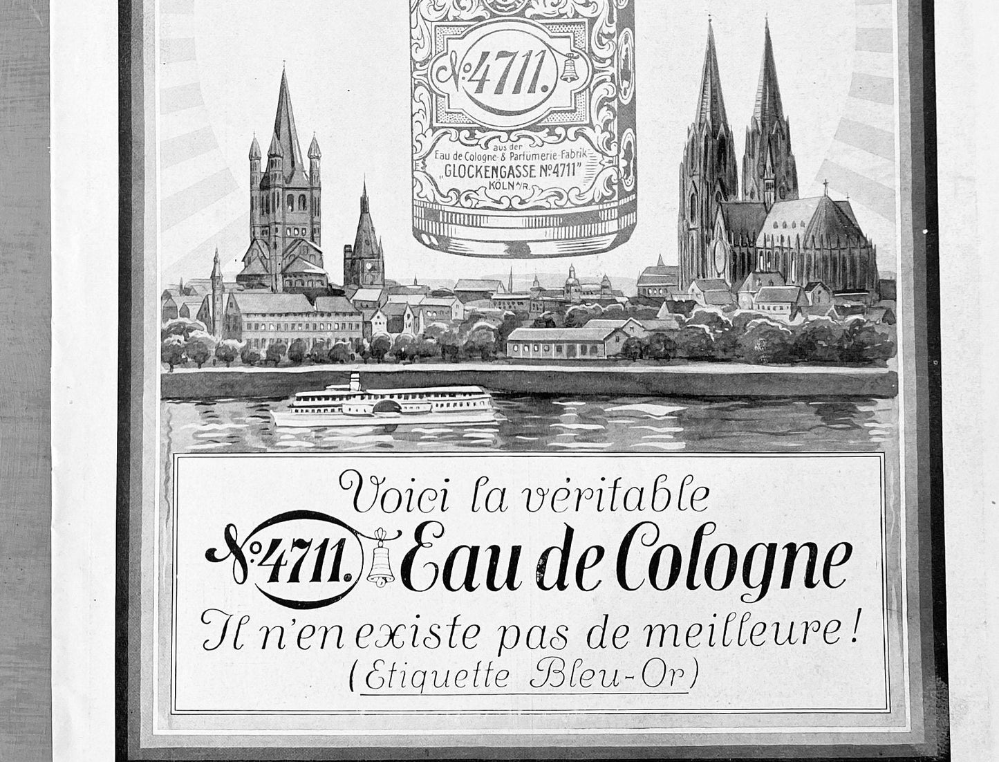 Original 1930s Vintage 4711 Cologne Advertisement Print: Retro Bathroom Wall Art
