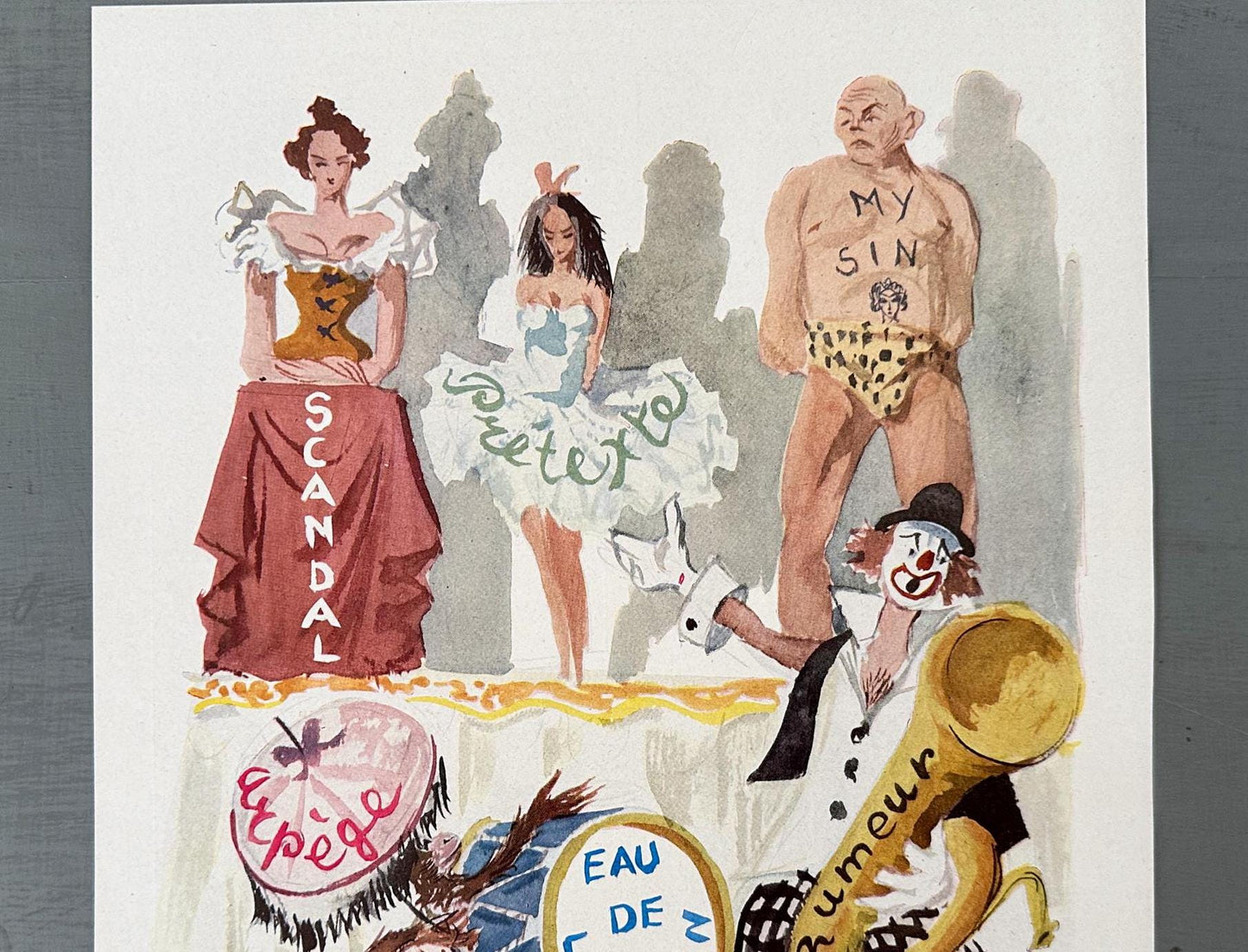 Authentic 1950s Vintage Lanvin Perfume Ad Print: Signed Guillaume Gillet, Parisian Wall Art