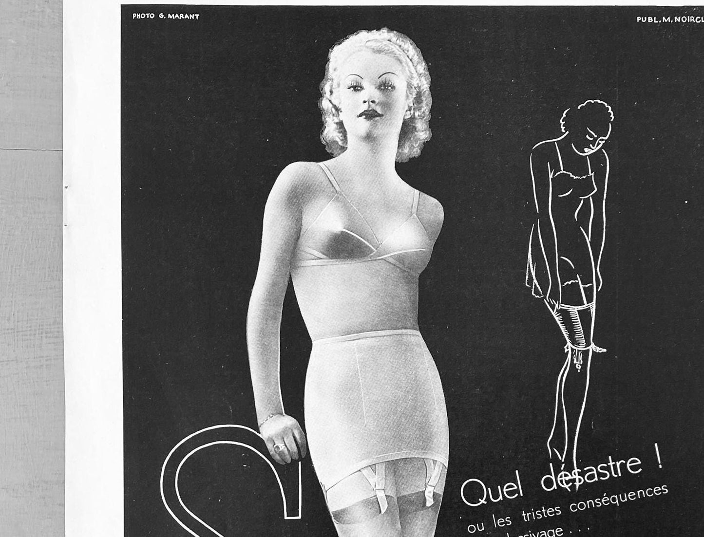 Authentic 1930s Vintage Lingerie Advertisement Poster: Retro Fashion Wall Art Print