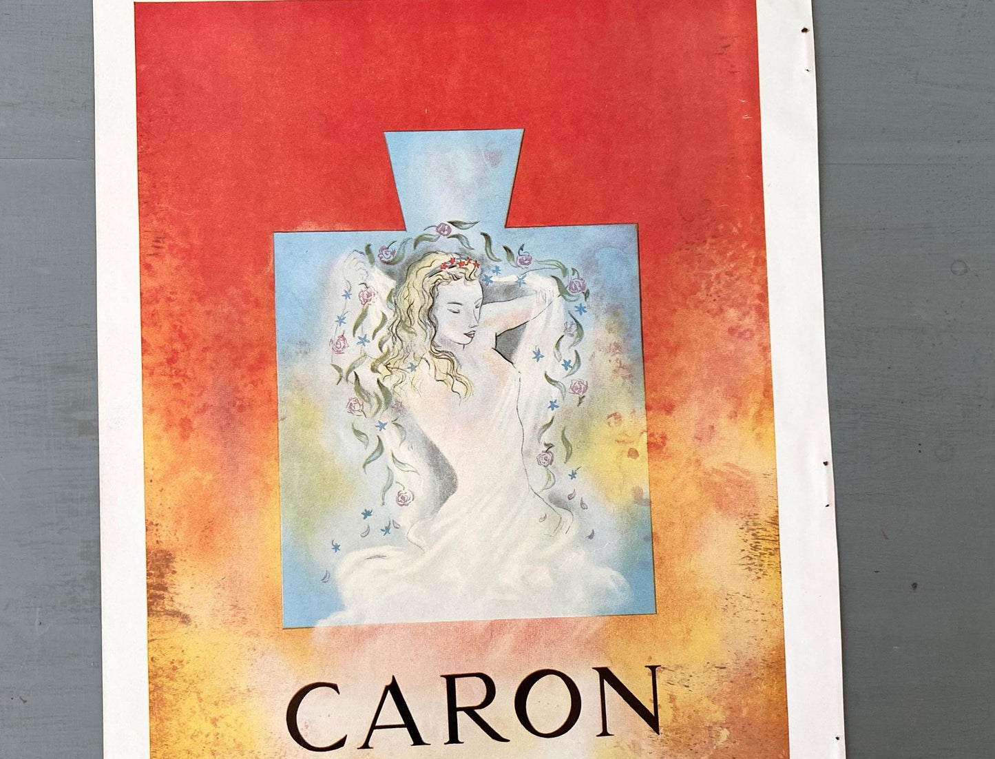 Vintage Caron Perfume Ad Print: French Vogue Magazine, Bathroom Wall Art