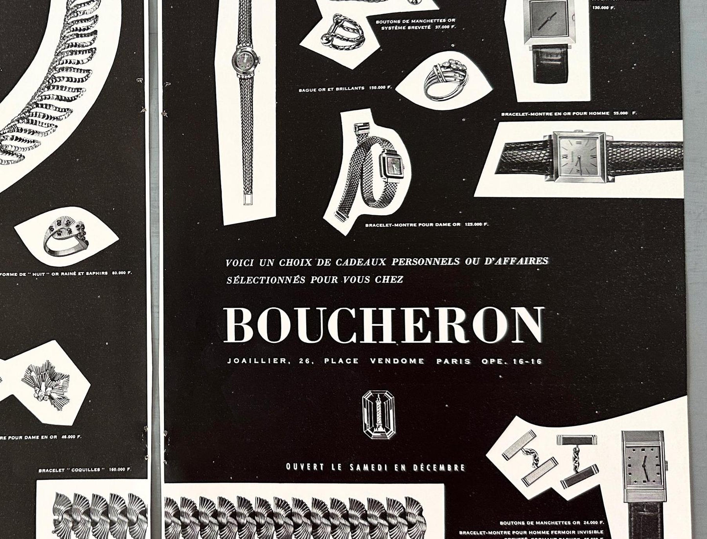 Vintage Boucheron Jewelry Ad Poster: Vogue Mid-Century Modern Wall Art