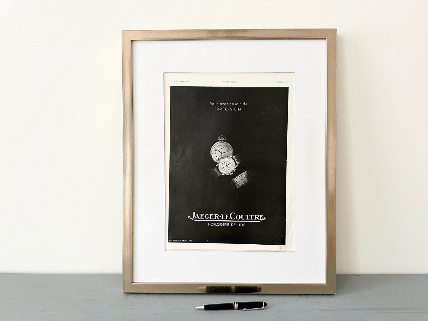 Vintage Jaeger Lecoultre Ad Print: Mid-Century Swiss Watch Poster