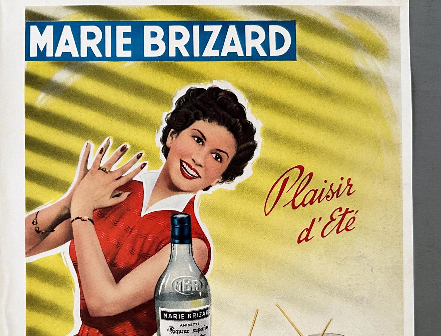 1950s French Drink Ad Poster: Rare Vintage Cocktail Art, Ready to Frame