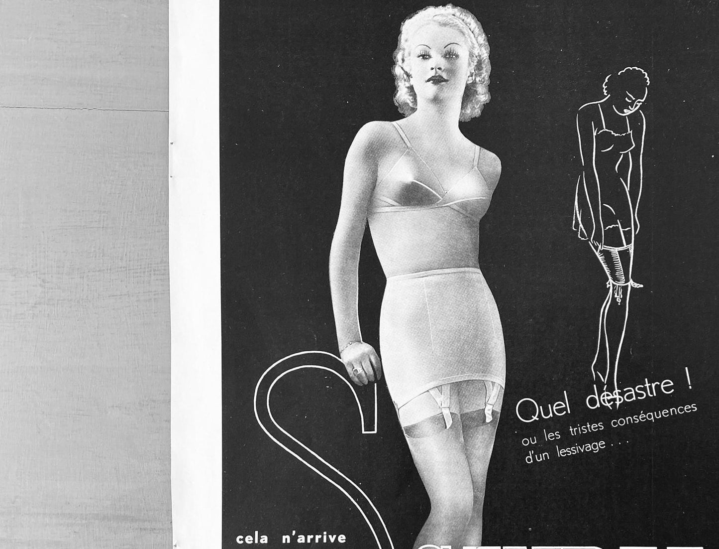 Authentic 1930s Vintage Lingerie Advertisement Poster: Retro Fashion Wall Art Print