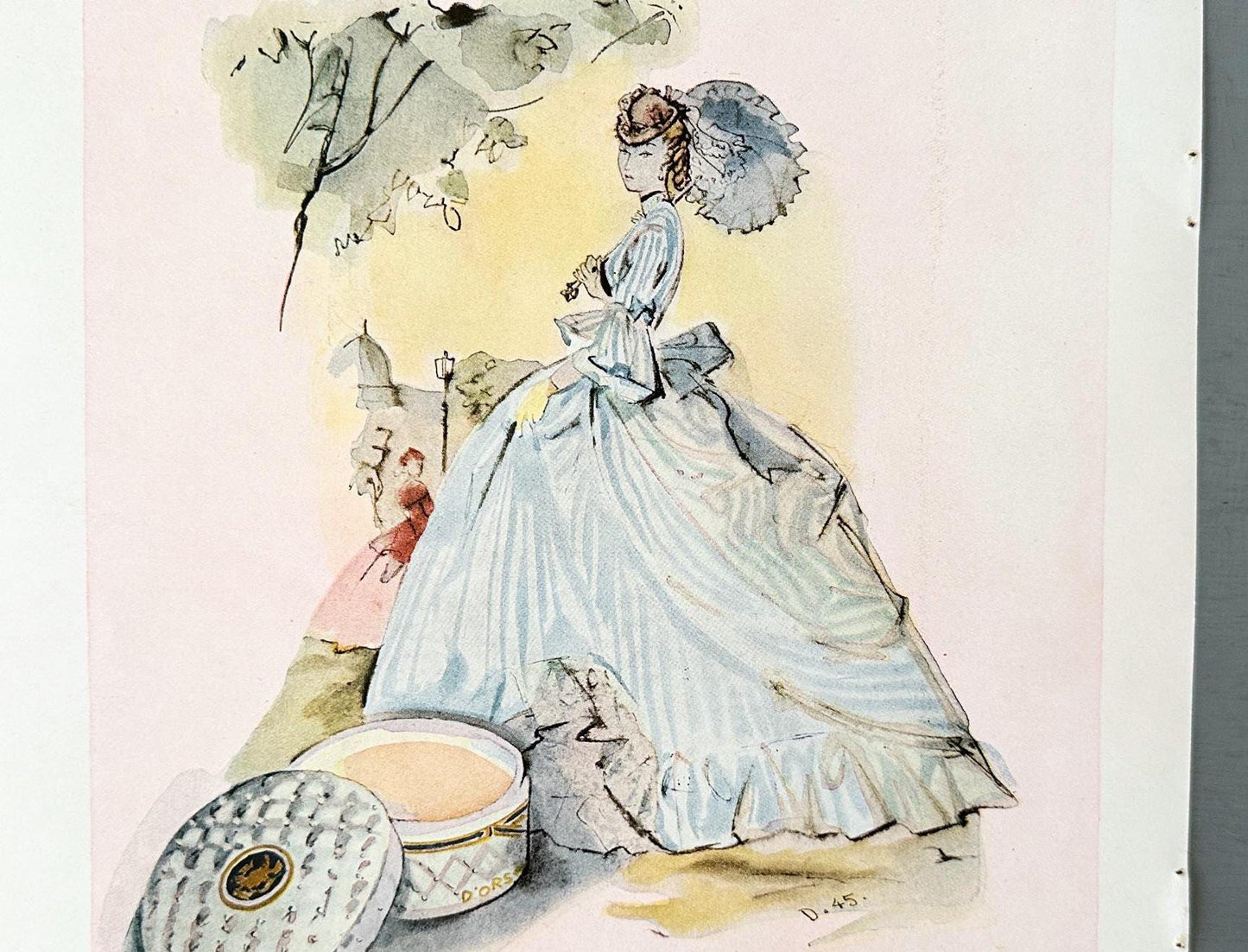 Original 1940s French Vintage Beauty Advertisement Print:  Belle Epoque Style Face Powder Poster