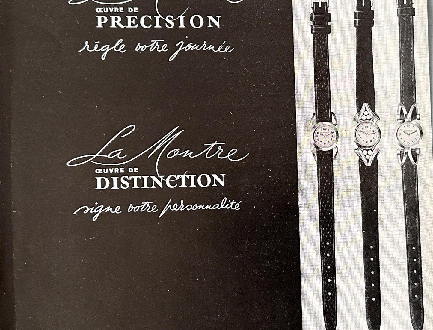 Authentic 1950s Vintage Jaeger Lecoultre Swiss Watch Advertisement Print from French Magazine