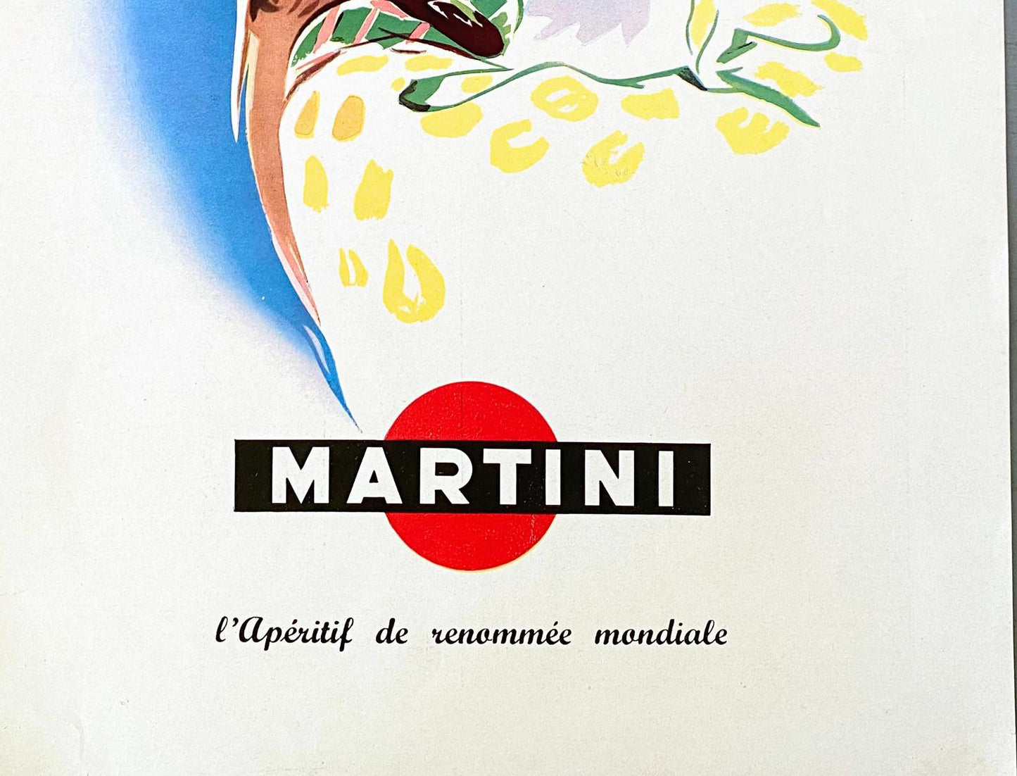 Authentic 1950s Vintage Martini Ad Poster: Mid-Century French Aperitif Illustration