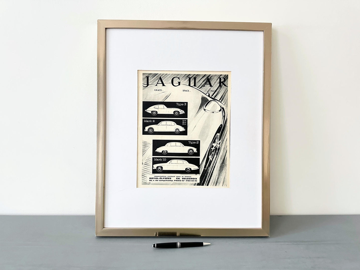 Original 1950s Vintage Jaguar Car Poster: Authentic Retro Wall Art