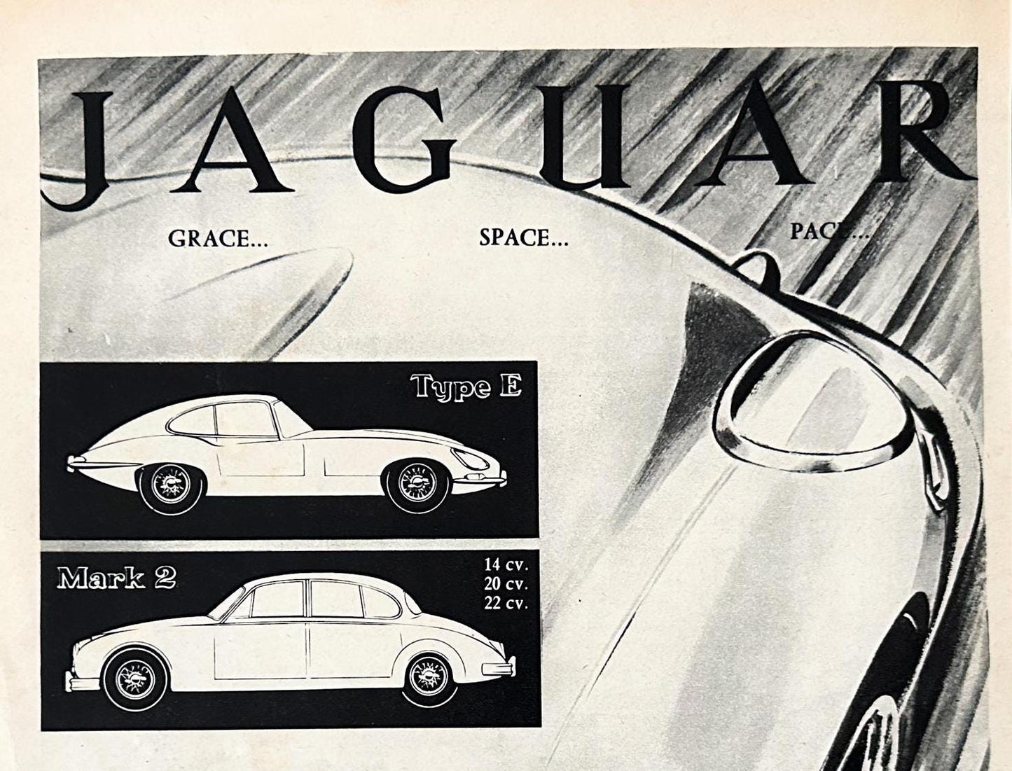 Original 1950s Vintage Jaguar Car Poster: Authentic Retro Wall Art
