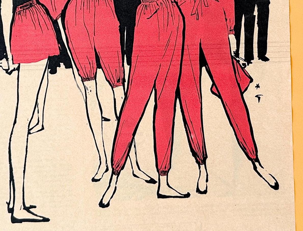 Original 1960s Fashion Ad Poster by Rene Gruau: Rare Vintage Parisian Magazine Print