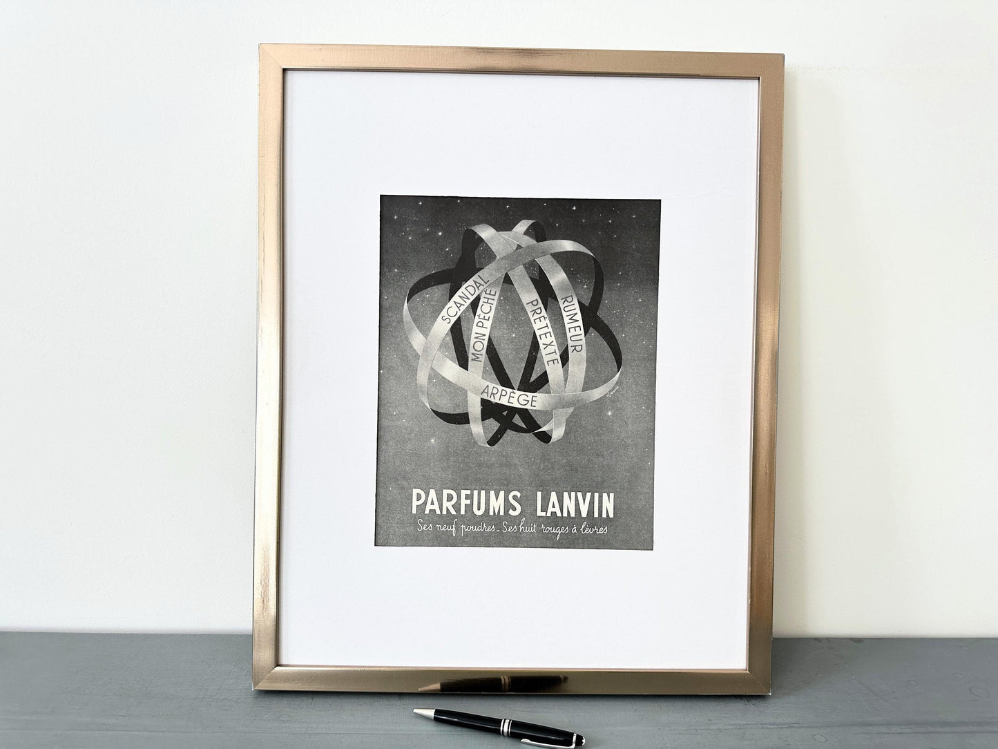 Authentic 1920s Vintage Lanvin Perfume Ad Poster: Original French Art Deco Print