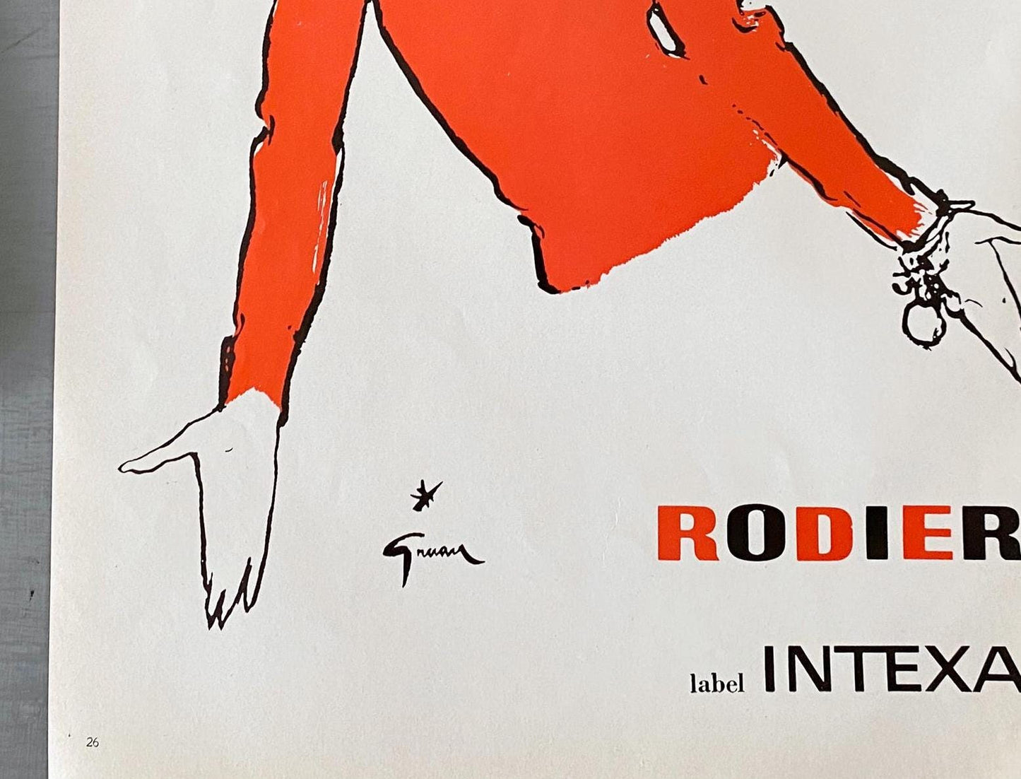 Authentic 1950s Vintage French Vogue Print: Rene Gruau Parisian Fashion Illustration