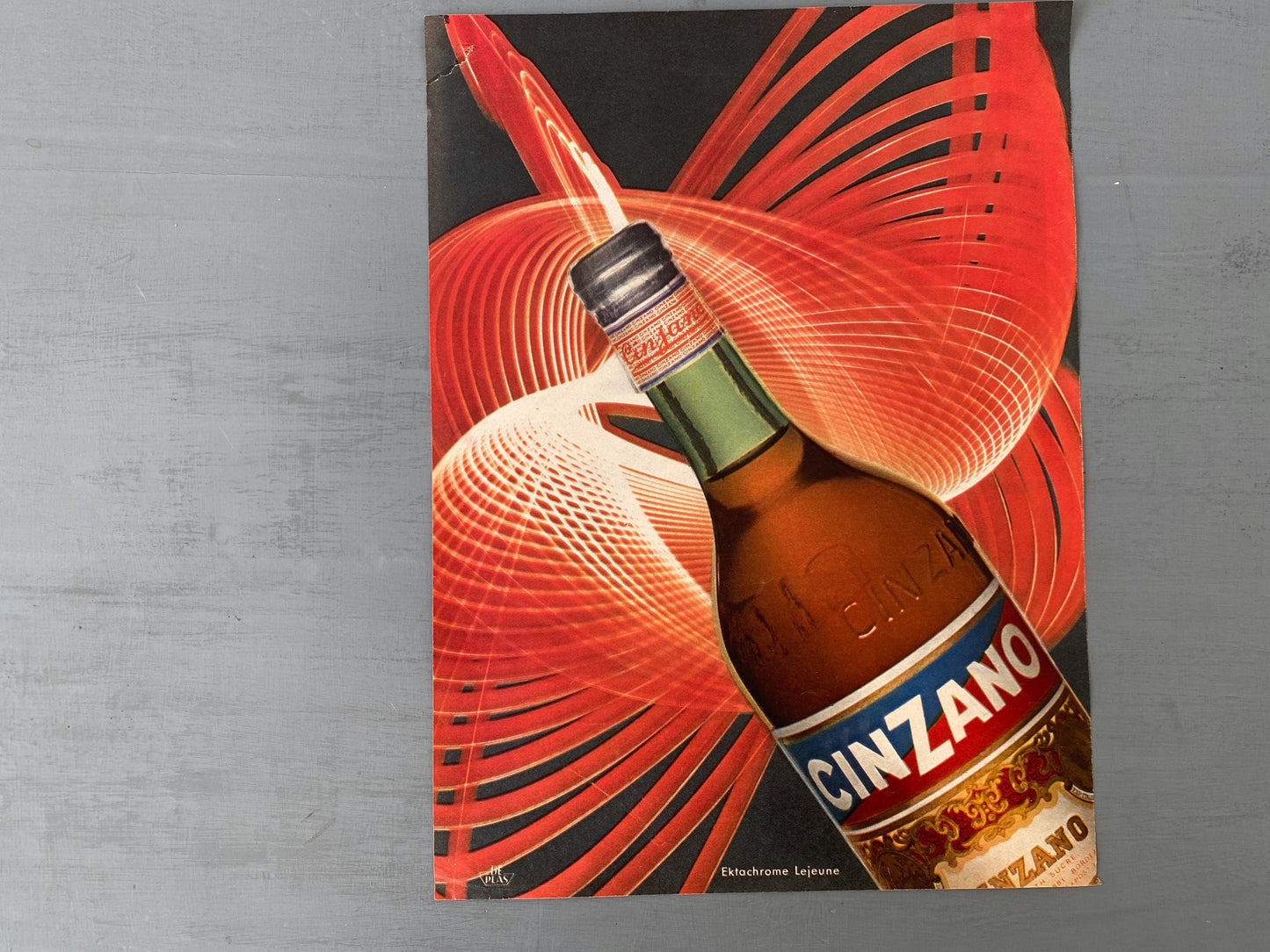 Authentic 1950s Vintage Cinzano Wall Art Poster: Mid-Century Modern Alcohol Ad