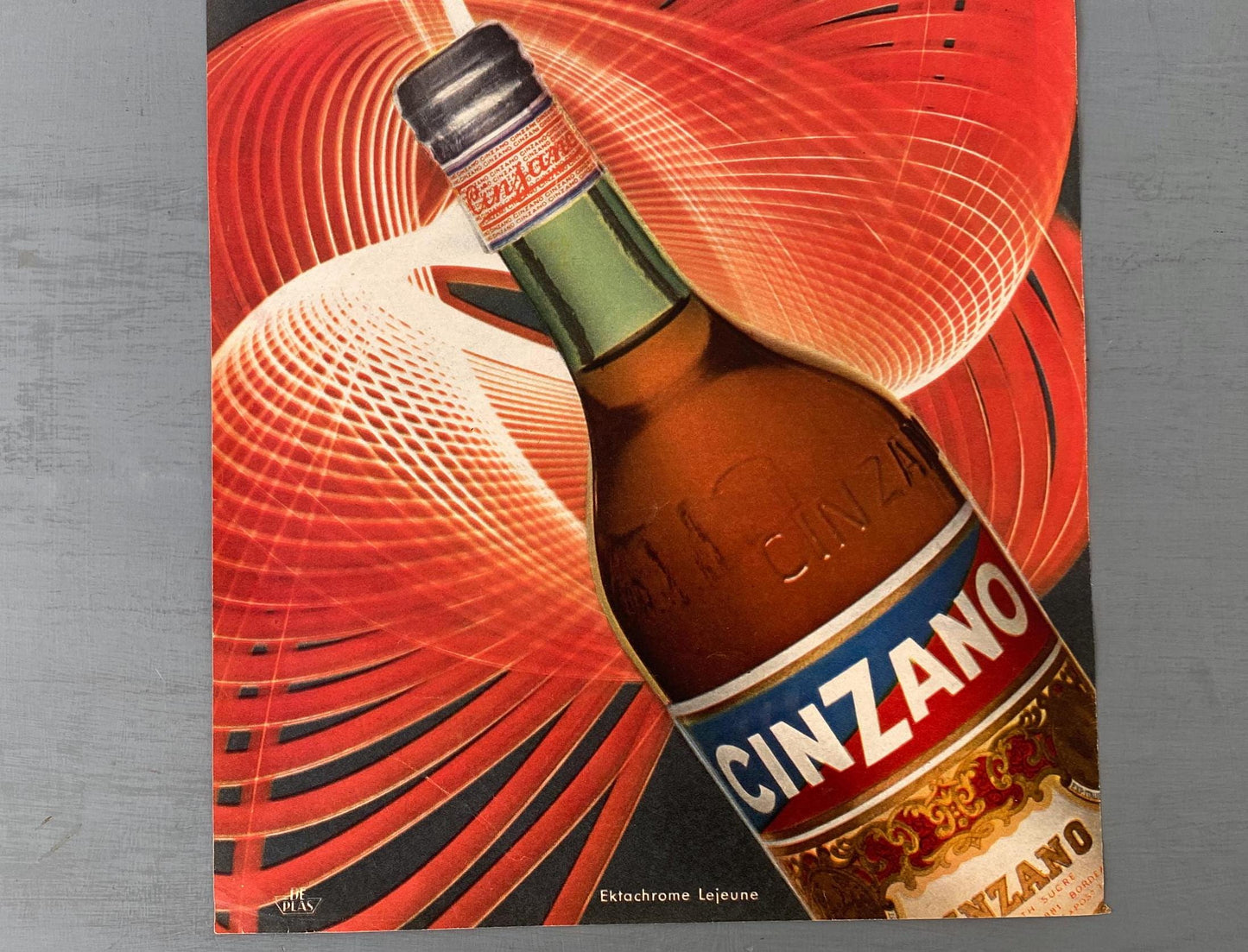 Authentic 1950s Vintage Cinzano Wall Art Poster: Mid-Century Modern Alcohol Ad