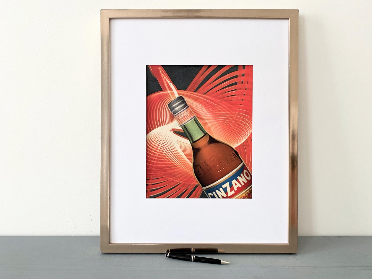 Authentic 1950s Vintage Cinzano Wall Art Poster: Mid-Century Modern Alcohol Ad