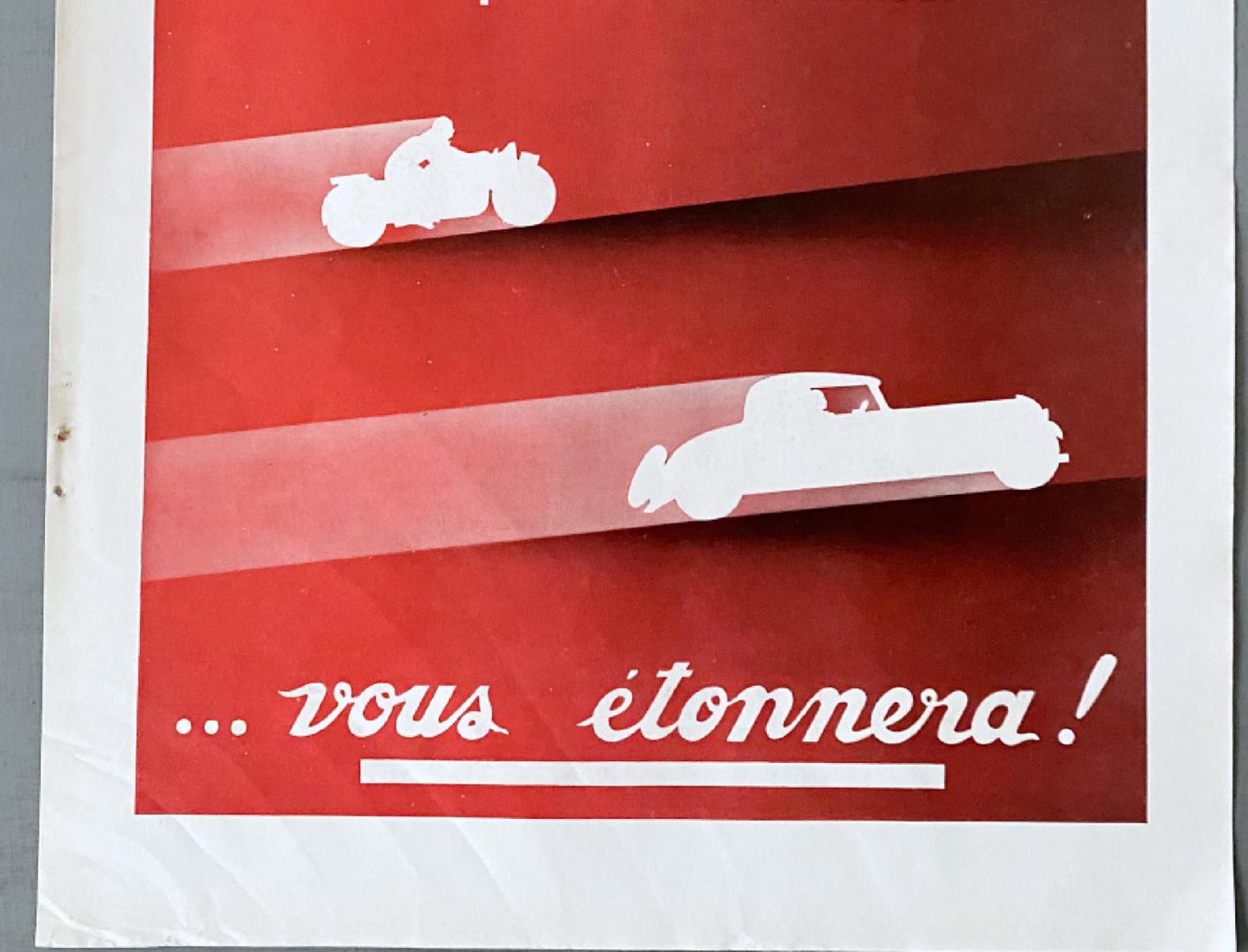 Authentic 1930s French Vintage Mobiloil Advertisement Poster: Mid-century Automobile Garage Walll Art