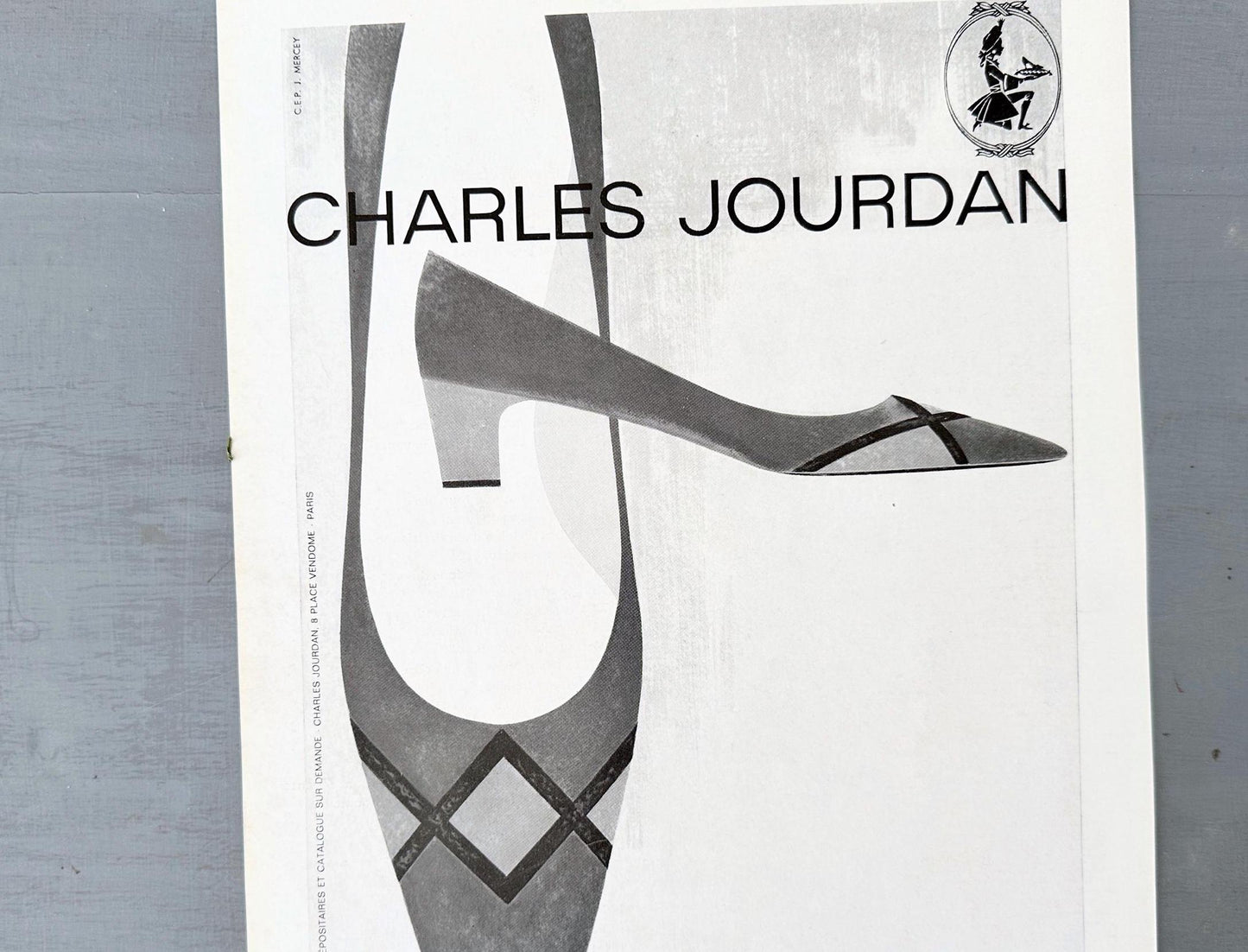 Vintage Charles Jourdan Shoe Ad Print: French Fashion Illustration
