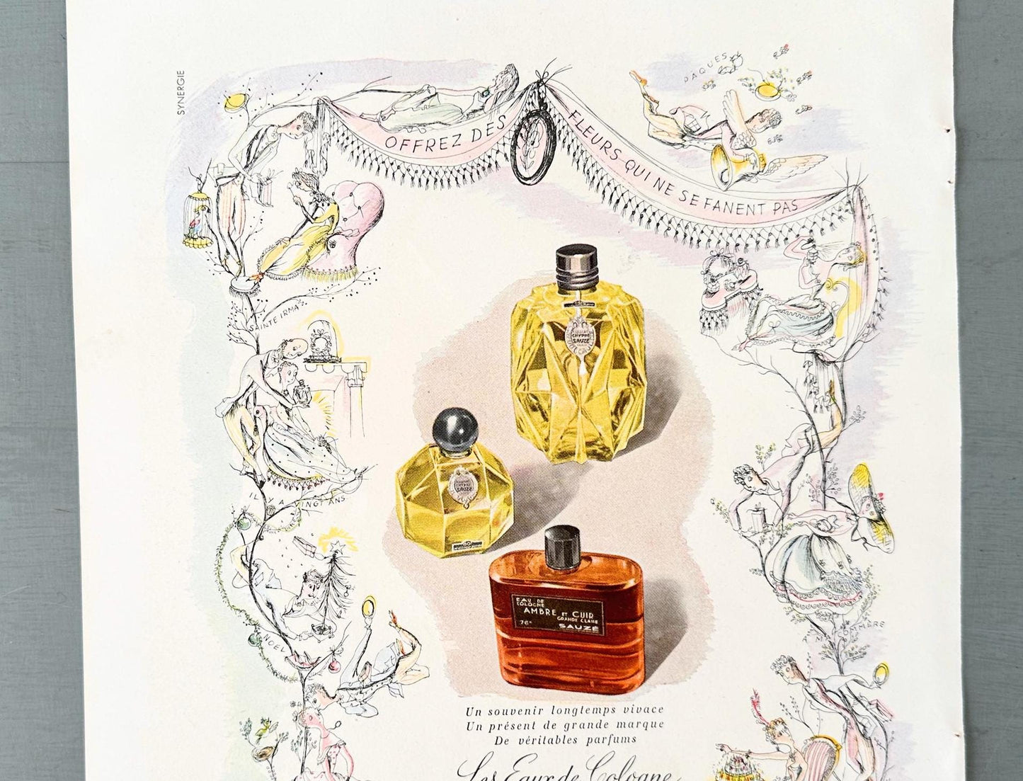 Vintage Sauze Perfume Advertisement Print: Francoise Estachy Lithograph