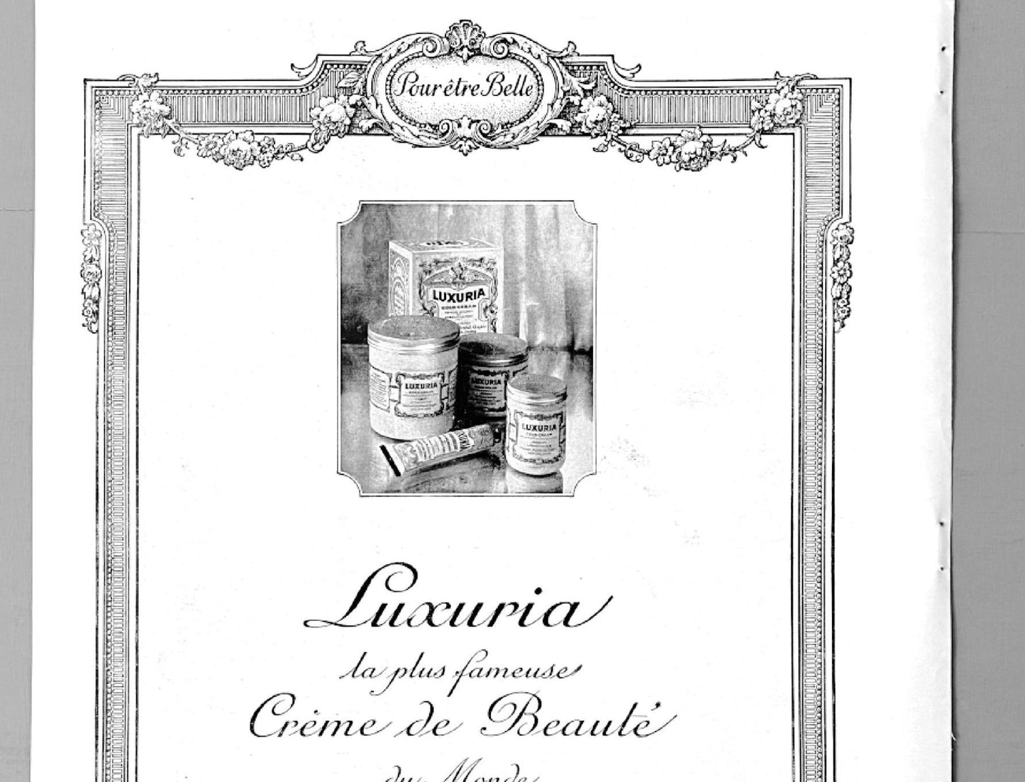 1930s Authentic French Vintage Cream Ad Wall Art Print, Art Nouveau Poster for Retro Bathroom or Glam Room