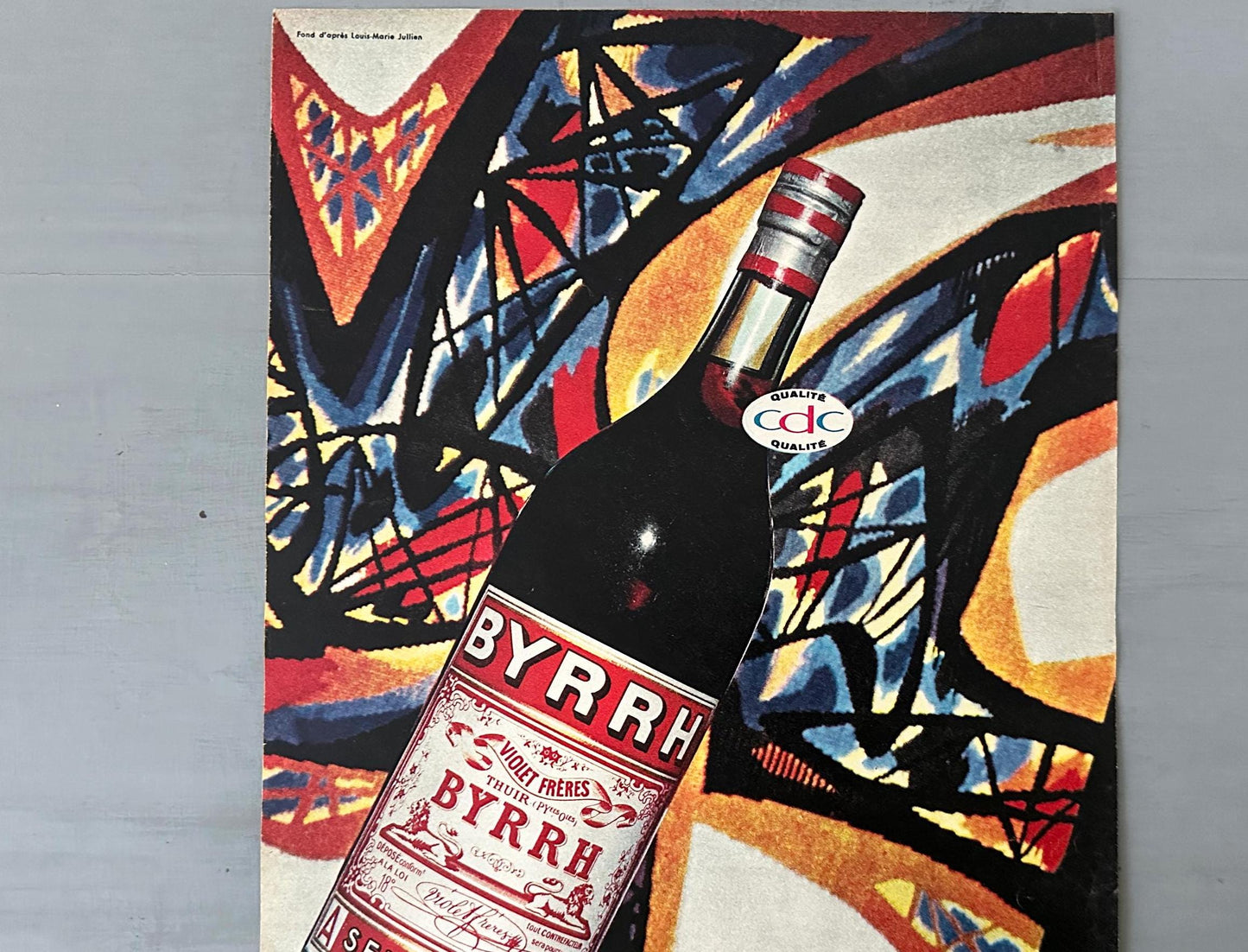 Authentic 1950s Vintage French Byrrh Alcohol Poster: Retro Bar Advertisement Print