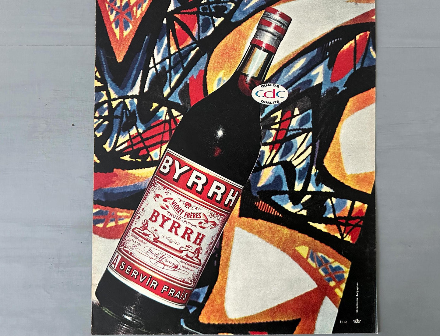 Authentic 1950s Vintage French Byrrh Alcohol Poster: Retro Bar Advertisement Print