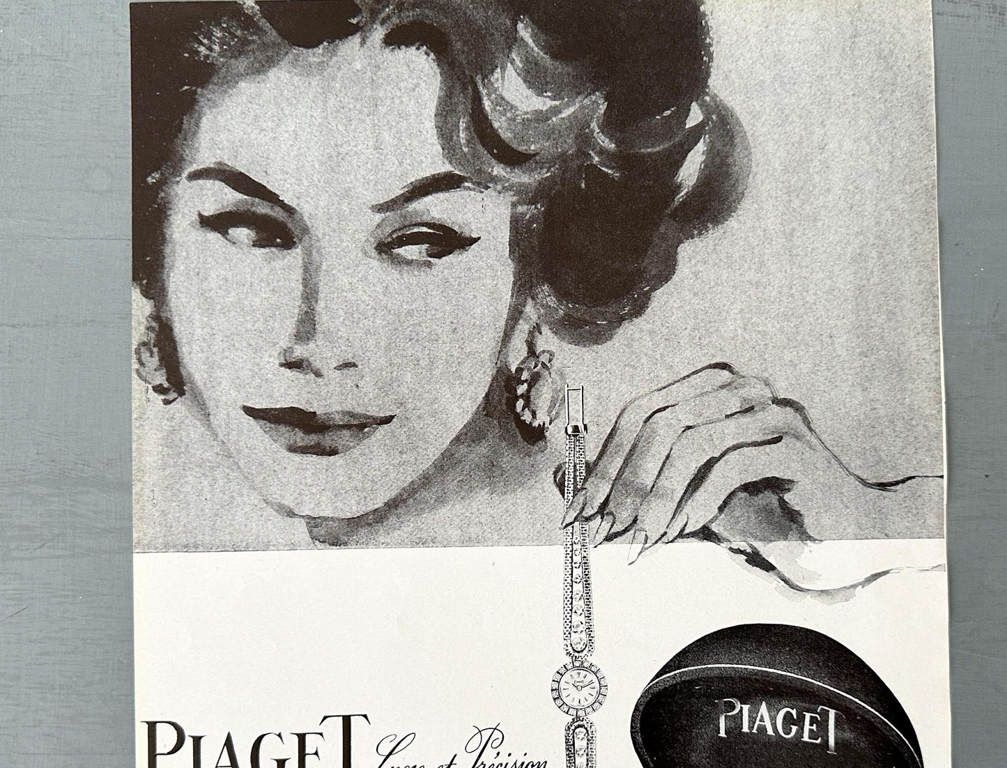 Authentic 1960s Vintage Piaget Watch Ad Poster: Rare Swiss Luxury Brand Print